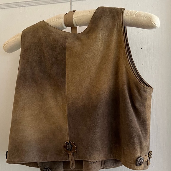 Leather Authentic Trachten Bavarian Vest Small - Picture 2 of 3